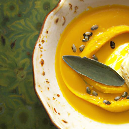 Golden​ Glow: Roasted Pumpkin Soup with Browned Butter & Sage